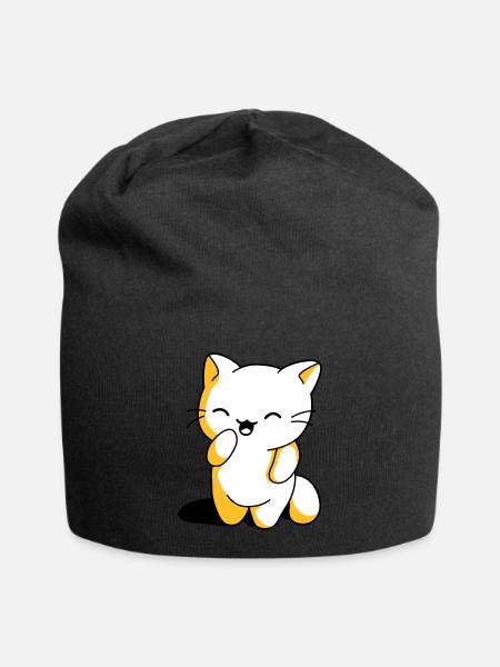 Kitten kawaii funny - Jersey Beanie - black