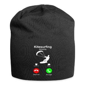 Kitesurfing Mobile Call me Kite Surfer Telefon Fun - Jersey-Beanie - Schwarz - Vorne