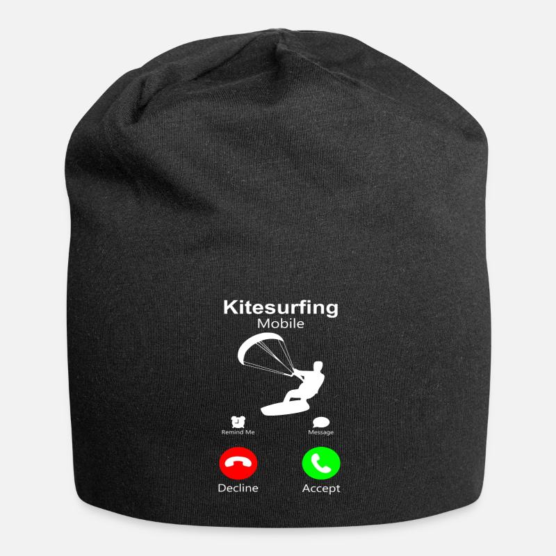 Kitesurfing Mobile Call me Kite Surfer Telefon Fun - Jersey-Beanie - Schwarz