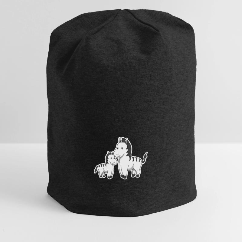Zebra Mutter Kind Muttertag Geschenk Tiere Comic Jersey-Beanie
