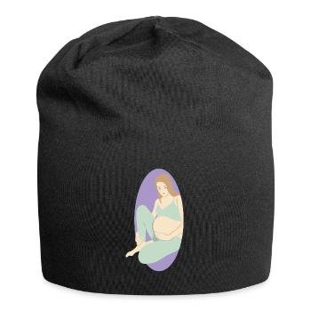 Glücklich Schwanger Babybauch Geburt Baby Geschenk - Jersey-Beanie - Schwarz - Vorne