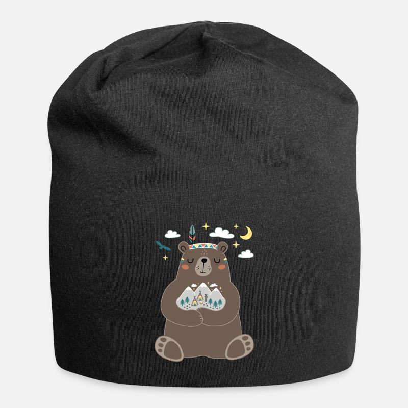 ours rêveur - Bonnet en jersey - noir