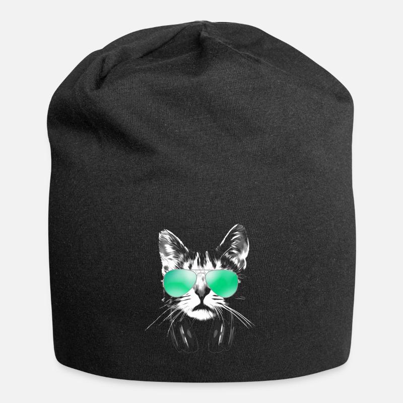 Kühles DJ Cat - Jersey-Beanie - Schwarz