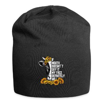 Wenn der Mund es nicht sagt, wird es definitiv mein Gesicht sagen - Jersey-Beanie - Schwarz - Vorne
