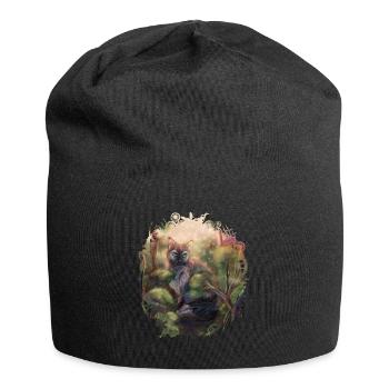Wild cat in the forest - Jersey Beanie - black - Front