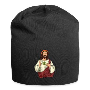 Kiffer Jesus raucht Cannabis - Heilige Pflanze - Jersey-Beanie - Schwarz - Vorne