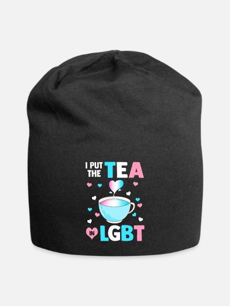 Legen Sie den Tee in LGBT Trans Flag - Jersey-Beanie - Schwarz