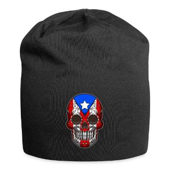 Puerto Rico Sugar Skull - Dia De Los Muertos - Jersey Beanie - black - Front