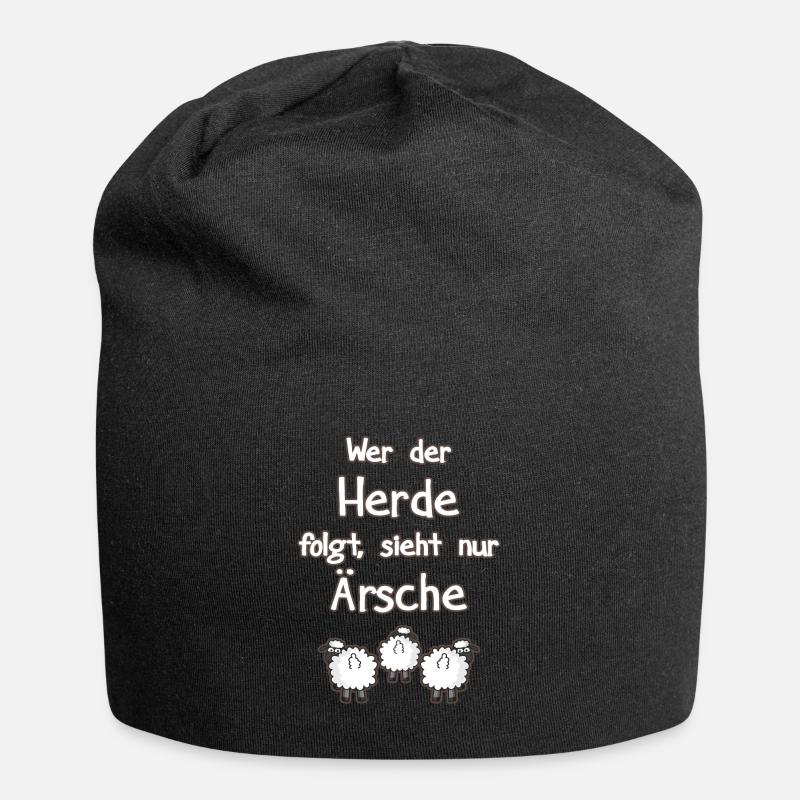 Funny Spruch Wer der Herde folgt, sieht nur Ärsche - Jersey-Beanie - Schwarz