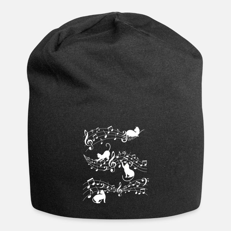 Note de musique et chat - Bonnet en jersey - noir