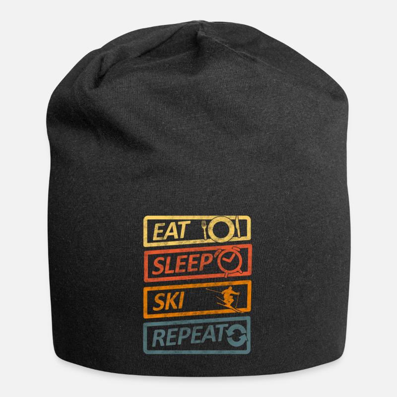 Eat Sleep Ski Repeat - Jersey-Beanie - Schwarz