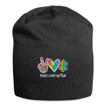 Peace Love Autism - Bonnet en jersey - noir - Devant