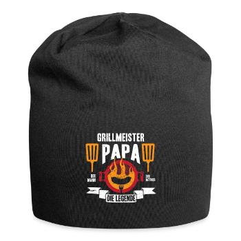 Grillmeister Papa | Grillen Grillfan BBQ Barbecue - Jersey-Beanie - Schwarz - Vorne