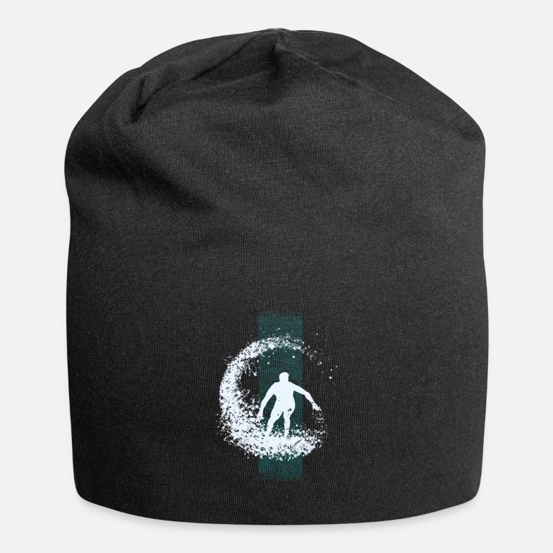 Surfer on the wave - Jersey Beanie - black