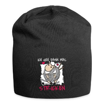 Lustiges Ich Geh Dann Mal Stricken Schaf Geschenk - Jersey-Beanie - Schwarz - Vorne