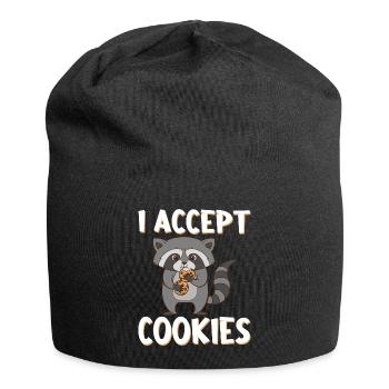 Waschbär mit Keksen und Spruch. I Accept Cookies. - Jersey-Beanie - Schwarz - Vorne