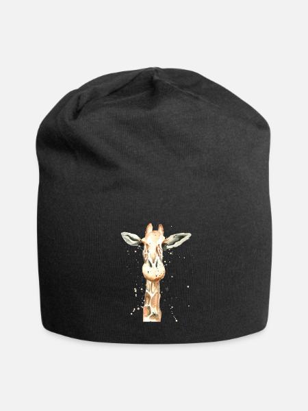 Giraffe Aquarell - Jersey-Beanie - Schwarz