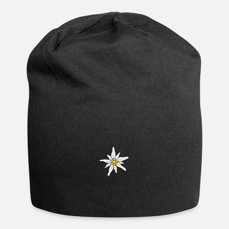 Edelweiss / fleur de montagne dessinés à la main - Bonnet en jersey - noir