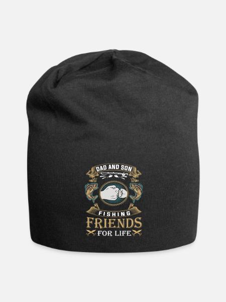 Angler Angeln Papa und Sohn Angelfreunde Geschenk - Jersey-Beanie - Schwarz