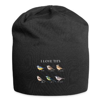 Funny "I love tits" Bird watching Gift - Jersey Beanie - black - Front