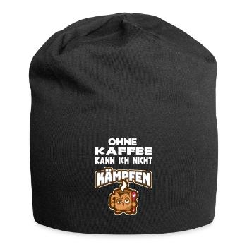 Ohne Kaffee kann ich nicht kämpfen Kaffeetrinker - Jersey-Beanie - Schwarz - Vorne