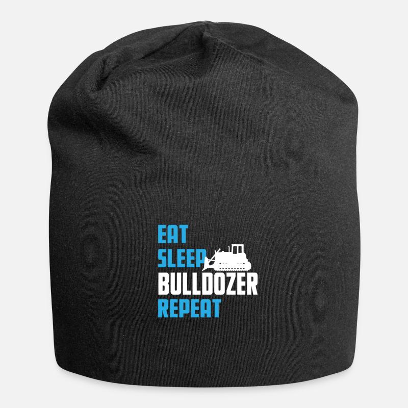 Eat. Sleep. Bulldozer. Repeat. - Jersey-Beanie - Schwarz