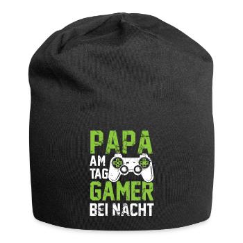 PAPA AM TAG GAMER BEI NACHT | Vater Gaming Zocker - Jersey-Beanie - Schwarz - Vorne