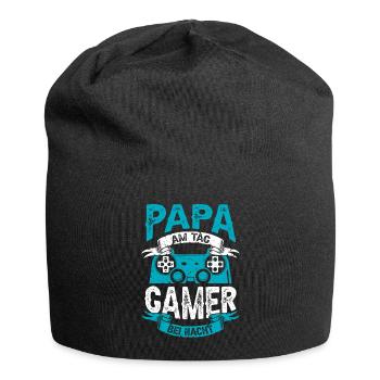 PAPA AM TAG GAMER BEI NACHT | Vater Gaming Zocker - Jersey-Beanie - Schwarz - Vorne