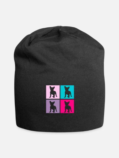 Französische Bulldogge Hund Retro Geschenk - Jersey-Beanie - Schwarz