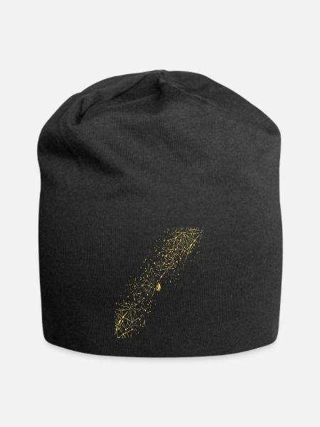 Abstraktes Raster / Linie / Muster / Natur / gold - Jersey-Beanie - Schwarz
