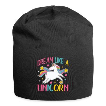 Träume wie ein Einhorn | Einhorn - Jersey-Beanie - Schwarz - Vorne