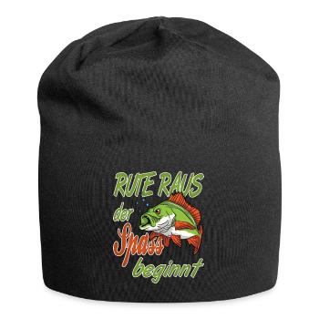 Rute Raus Der Spass Beginnt für einen Angler - Jersey-Beanie - Schwarz - Vorne