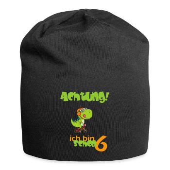Dino Geburtstag 6 - Jersey-Beanie - Schwarz - Vorne
