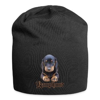 Dackel Kampfhund - Jersey-Beanie - Schwarz - Vorne