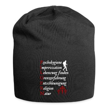 Pilgern Definition Jakobsweg Pilger Jakobskreuz - Jersey-Beanie - Schwarz - Vorne