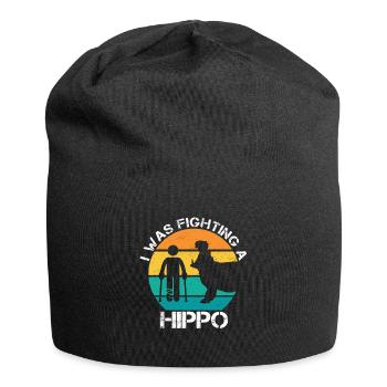 I Was Fighting A Hippo Gebrochenes Bein Gipsbein - Jersey-Beanie - Schwarz - Vorne