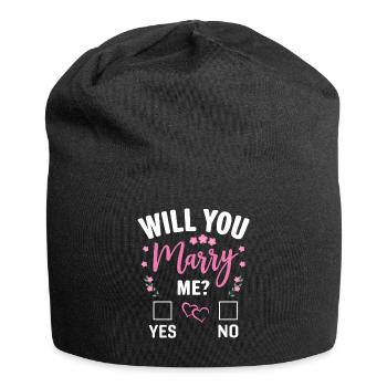 Willst du mich heiraten? | Heiratsantrag Propose - Jersey-Beanie - Schwarz - Vorne