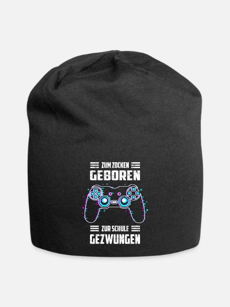 Zum Zocken Geboren, zur Schule Gezwungen - Jersey-Beanie - Schwarz