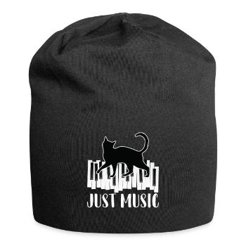 Just Music Musik schwarze Katze Klavier - Jersey-Beanie - Schwarz - Vorne