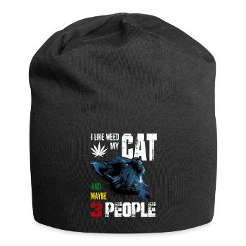 I Like Weed My Cat And Maybe 3 People graphic - Jersey Beanie - black - Front