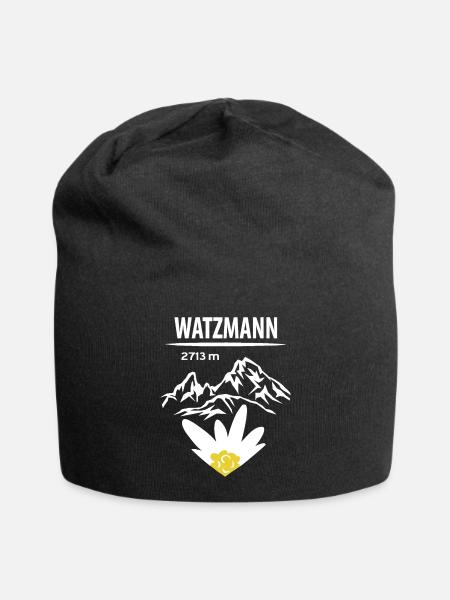 Watzmann 2713 - Berg und Edelweiß - Jersey-Beanie - Schwarz