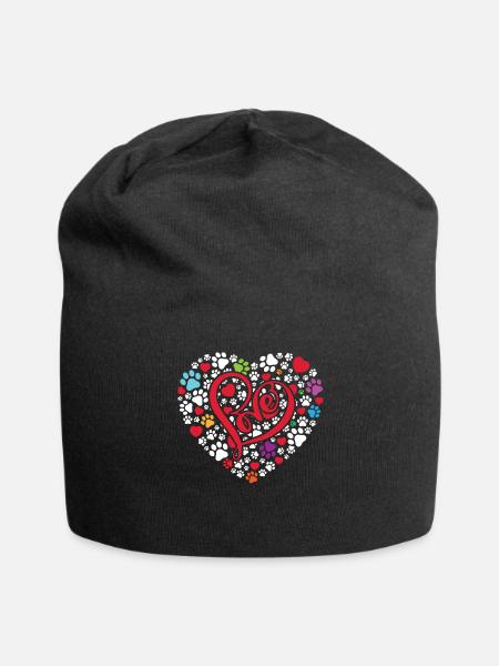 Love Heart Pets Dogs Dog - Jersey Beanie - black