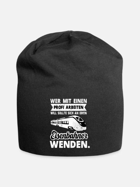 Eisenbahner und Eisenbahn Beruf und Arbeit Sprüche - Jersey-Beanie - Schwarz