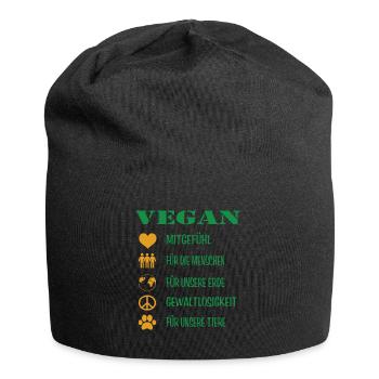 VEGAN Mitgefühl Veganer für Erde und Tiere - Jersey-Beanie - Schwarz - Vorne