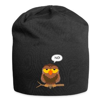 Eule Nö Nein Neinsager Kein Bock Faul Lustlos - Jersey-Beanie - Schwarz - Vorne