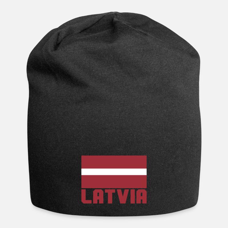 Lettland - Jersey-Beanie - Schwarz