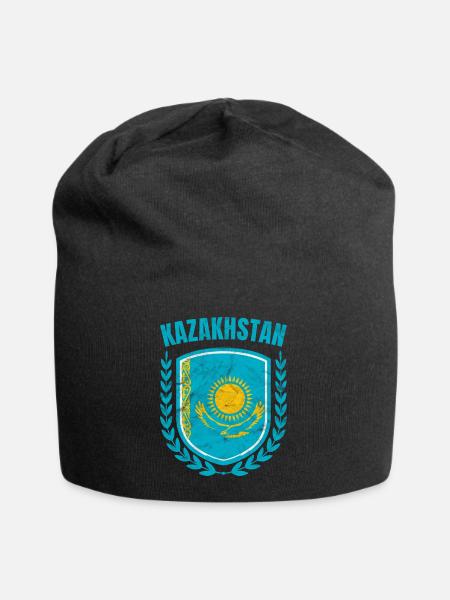 Kasachstan - Jersey-Beanie - Schwarz