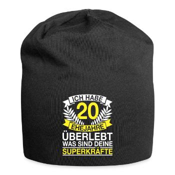 20 Ehejahre Überlebt 20 Hochzeitstag Geschenk - Jersey-Beanie - Schwarz - Vorne