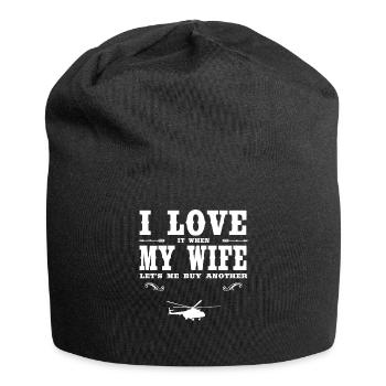 Helicopter I Love My Wife - Funny Helicopter Lover - Jersey Beanie - black - Front