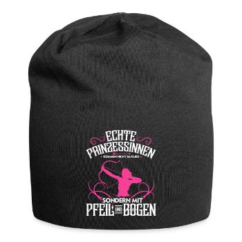 Echte Prinzessinen Kommen Mit Pfeil Und Bogen - Jersey-Beanie - Schwarz - Vorne